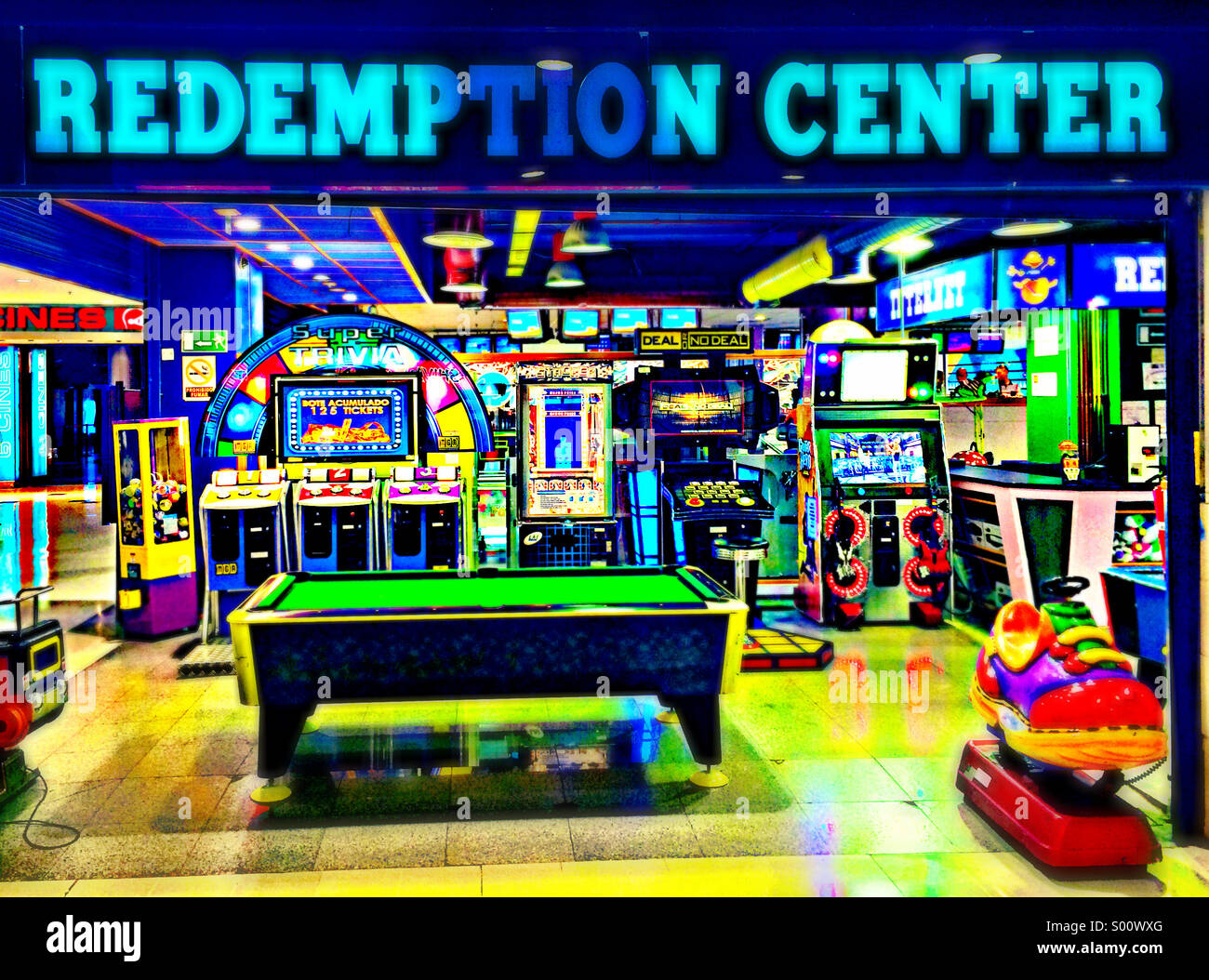 Redemption Center a colourful but deserted amusement arcade in the Canaries Stock Photo Alamy