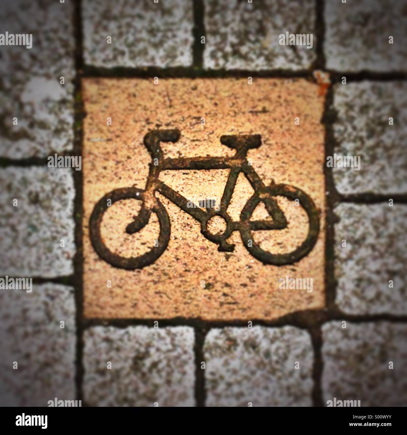 Cycle path pavement street sign Stock Photo Alamy