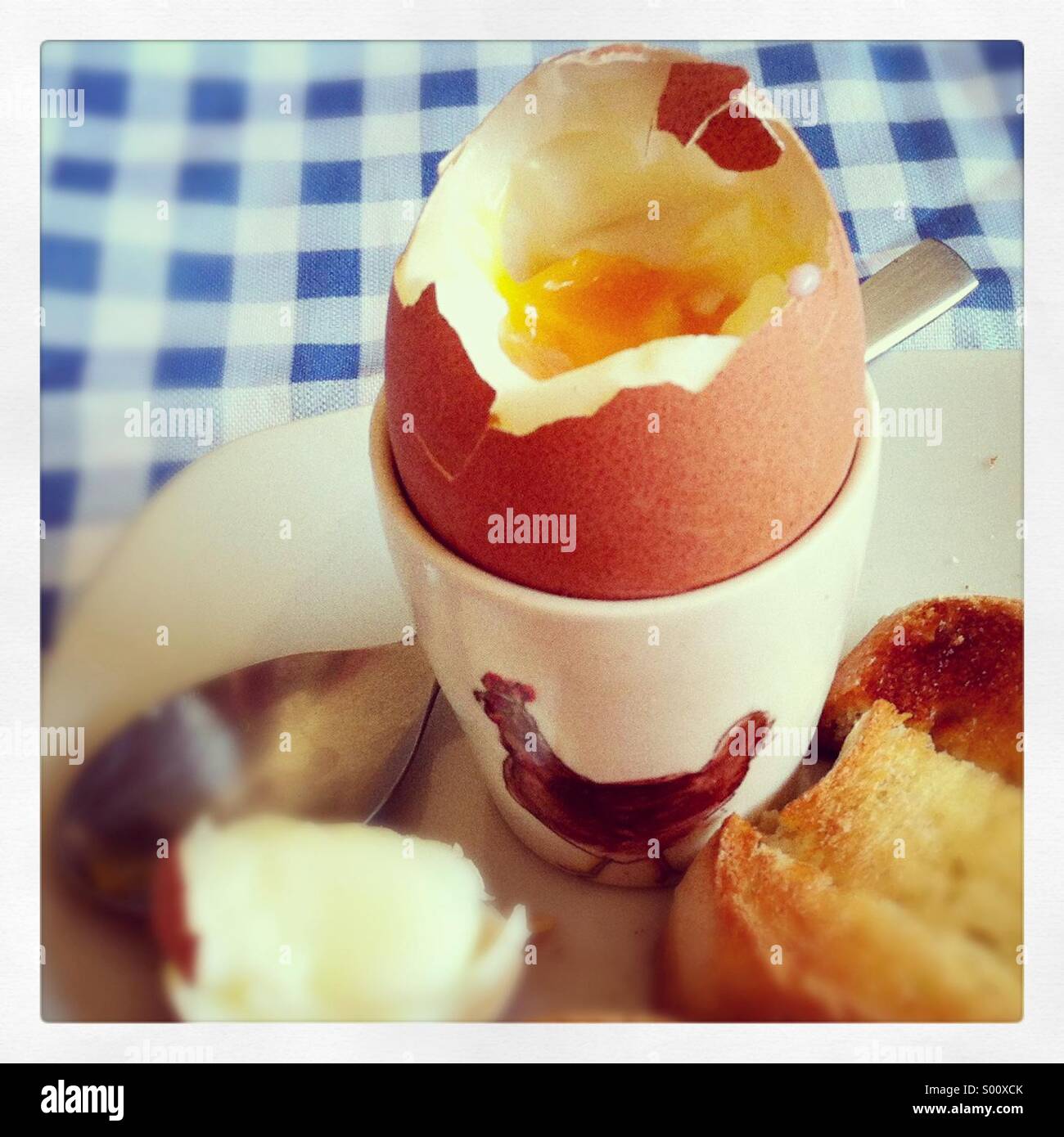 Soft boiled egg and soldiers Stock Photo Alamy