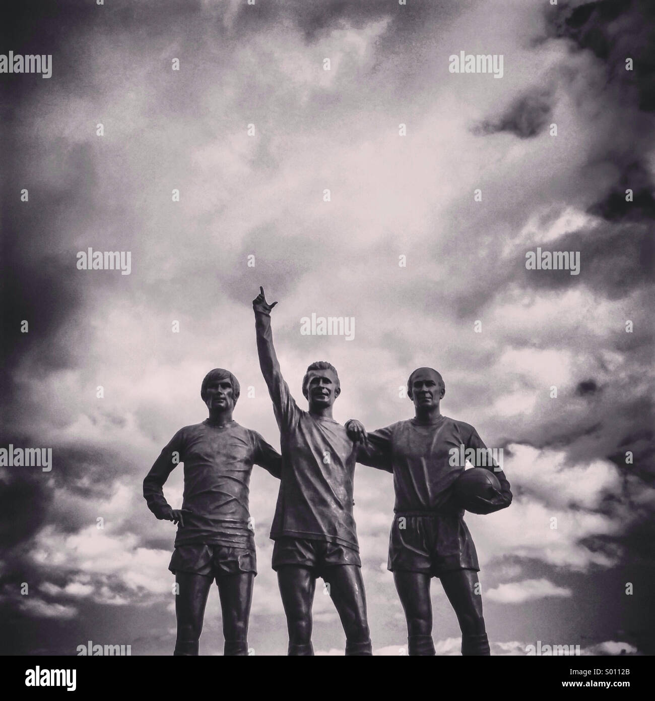 Manchester United Trinity Statue outside Old Trafford Stock Photo Alamy