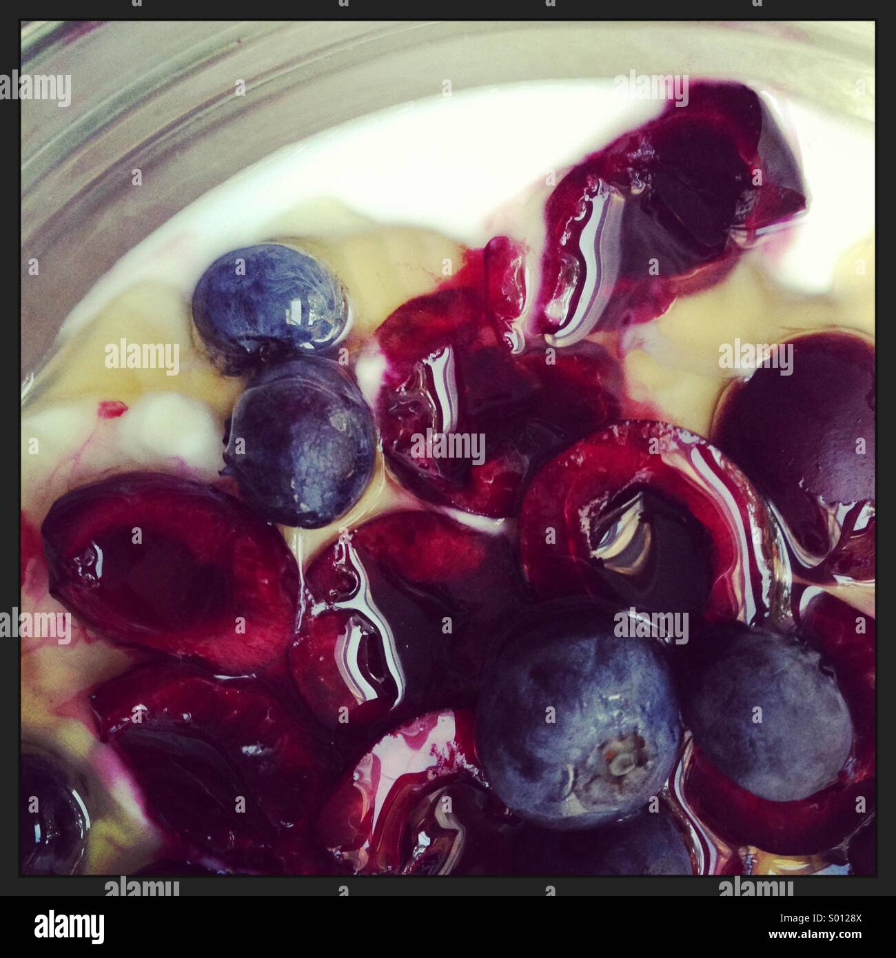 Yogurt with fruits Stock Photo