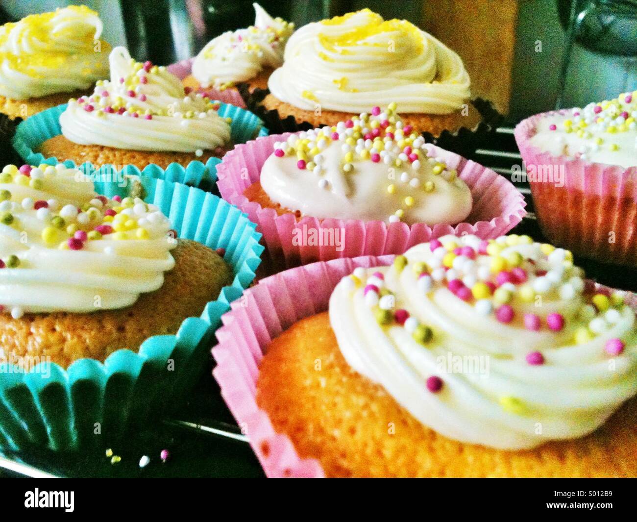 Homemade fairy cakes. Stock Photo