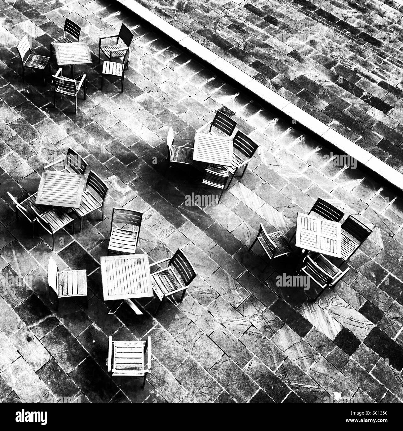 Table and chairs on the South Bank,London - Smartphone Captured Stock Image