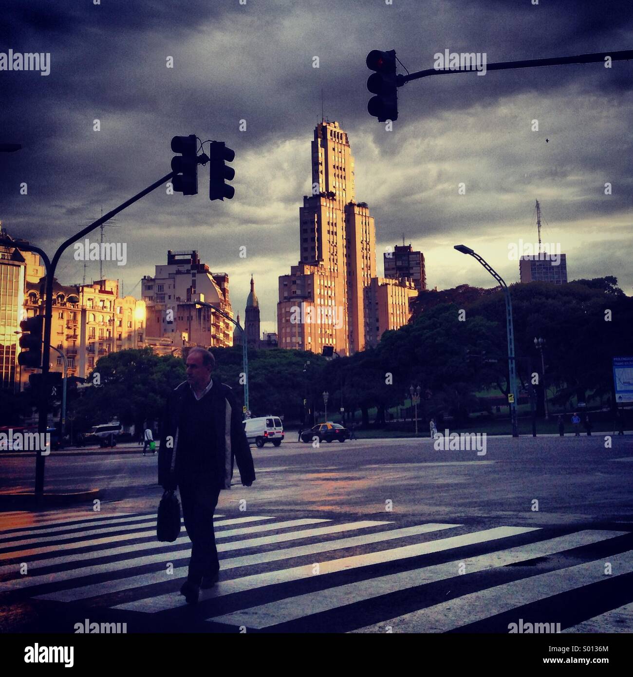 Kavanagh building in Retiro, Buenos Aires, Argentina - Smartphone Captured Stock Image