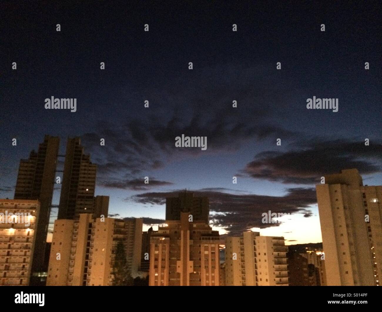 Benidorm at dusk - Smartphone Captured Stock Image