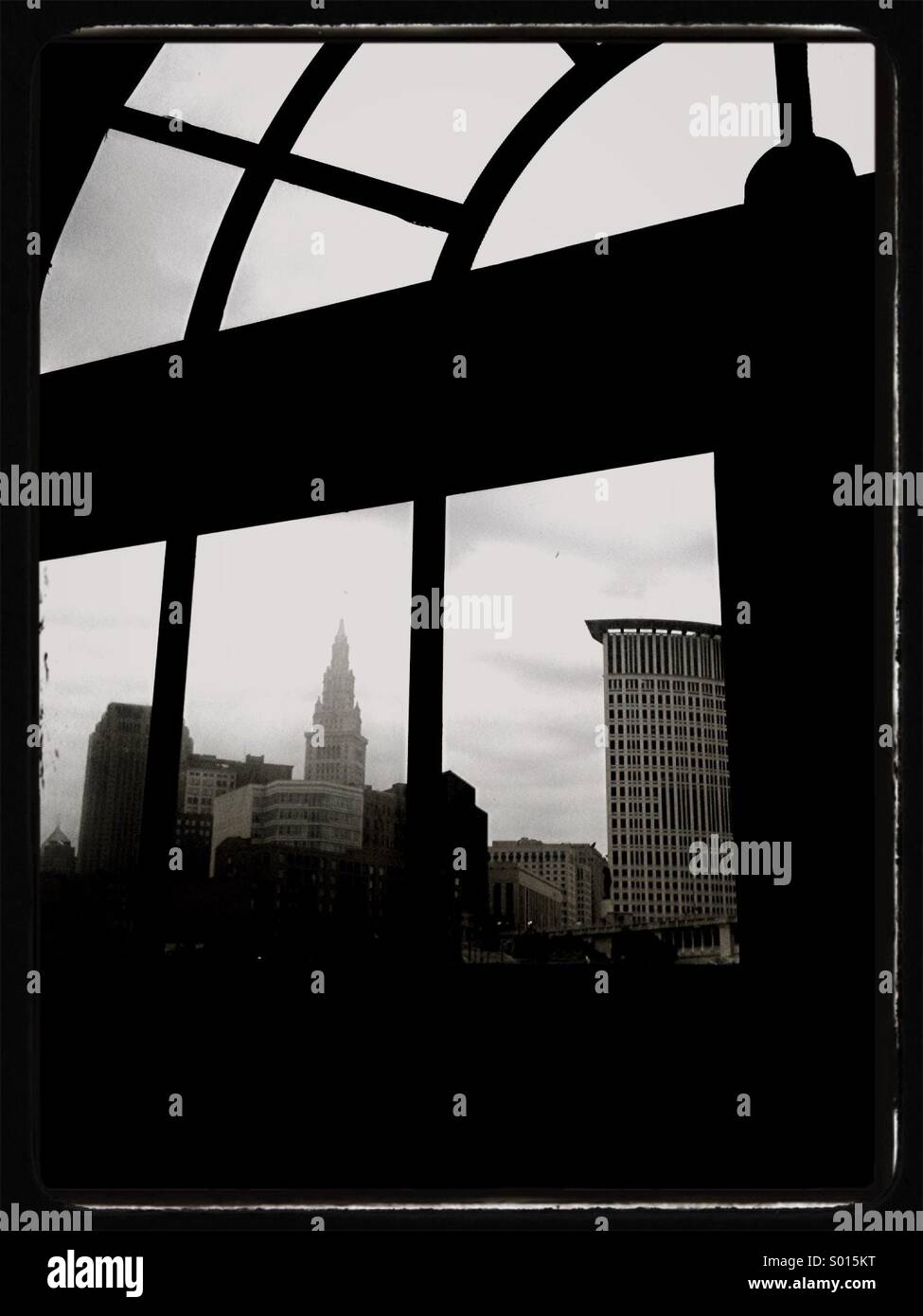 Downtown Cleveland viewed from the powerhouse Stock Photo