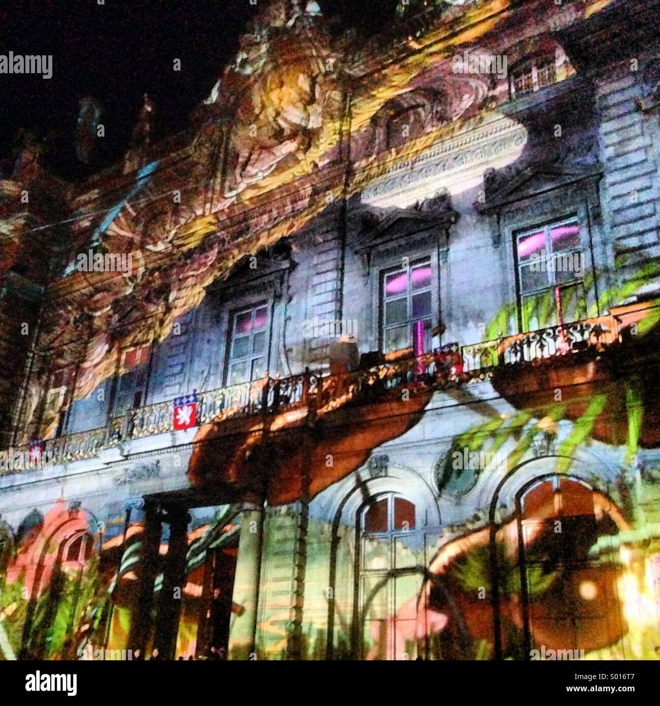 Light festival, Lyon, France - Smartphone Captured Stock Image