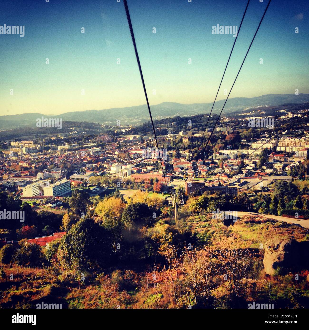 View from aerial lift, Guimaraes - Smartphone Captured Stock Image