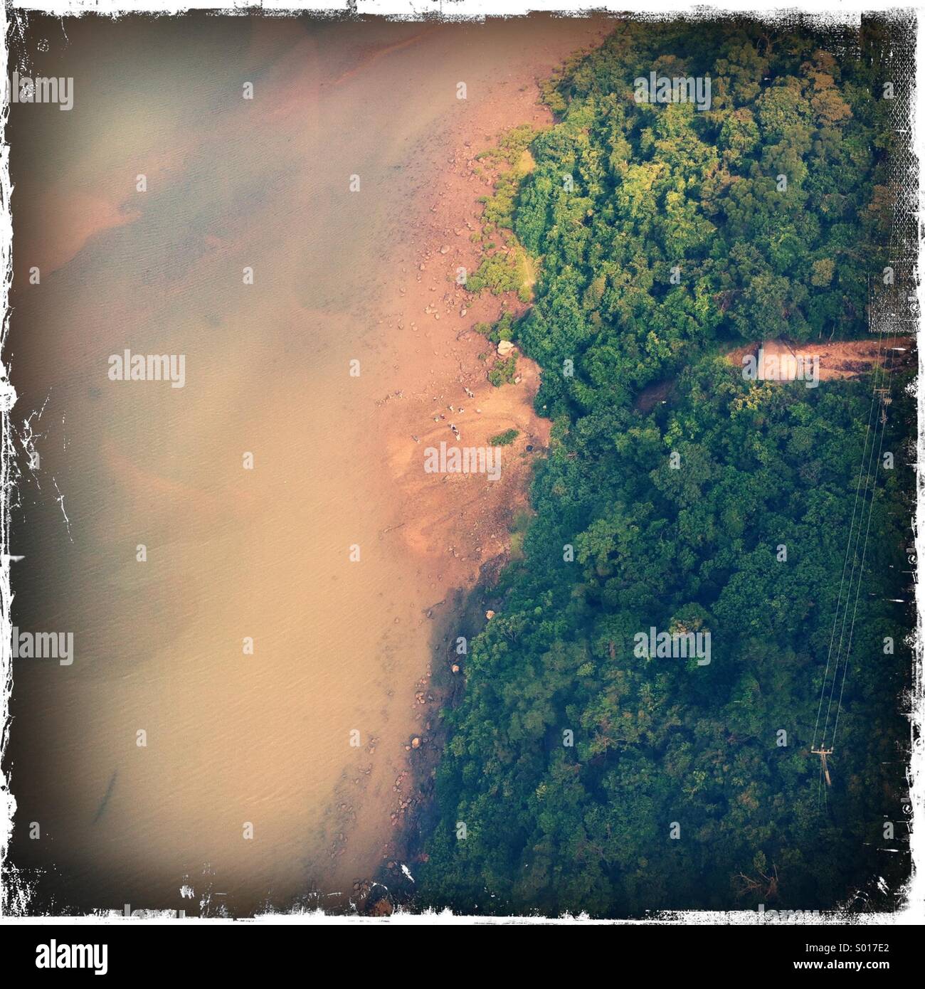 Sea and forest.scene fron cable car - Smartphone Captured Stock Image