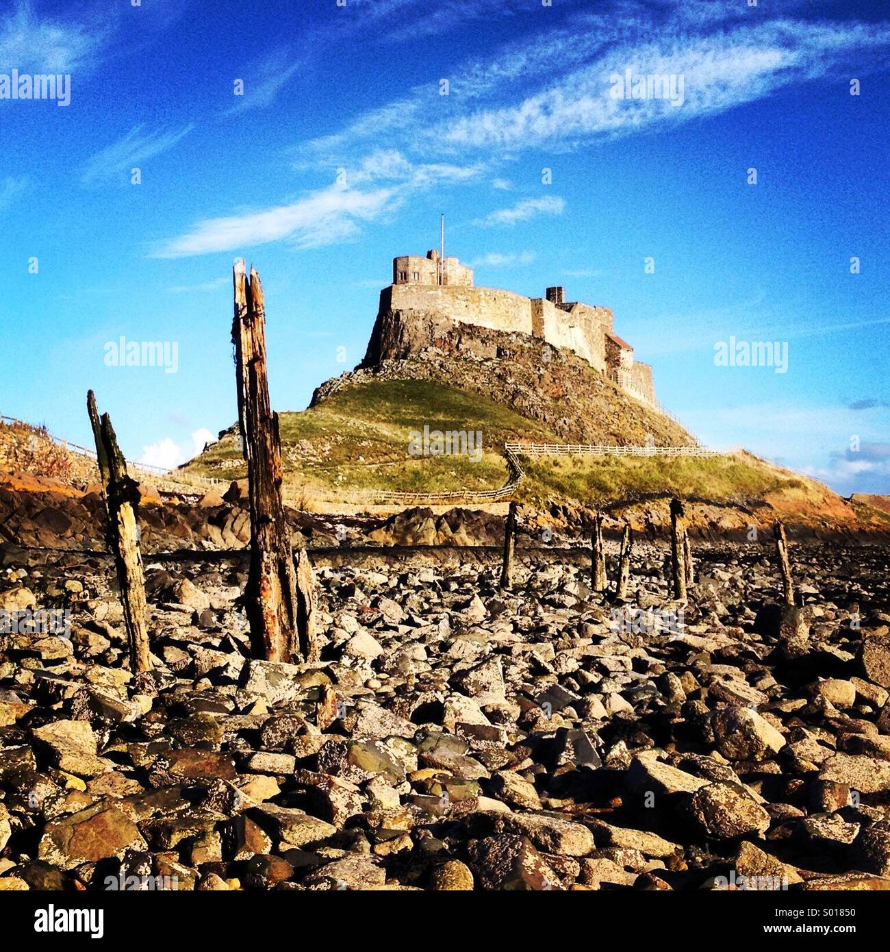 Holy Island. Lindisfarne Castle. Northumberland Stock Photo