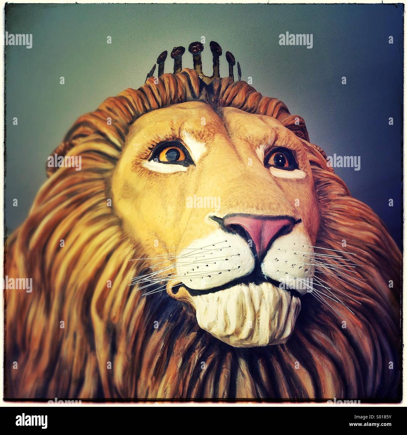 Lion figure, Manresa, Barcelona province, Catalonia, Spain - Smartphone Captured Stock Image