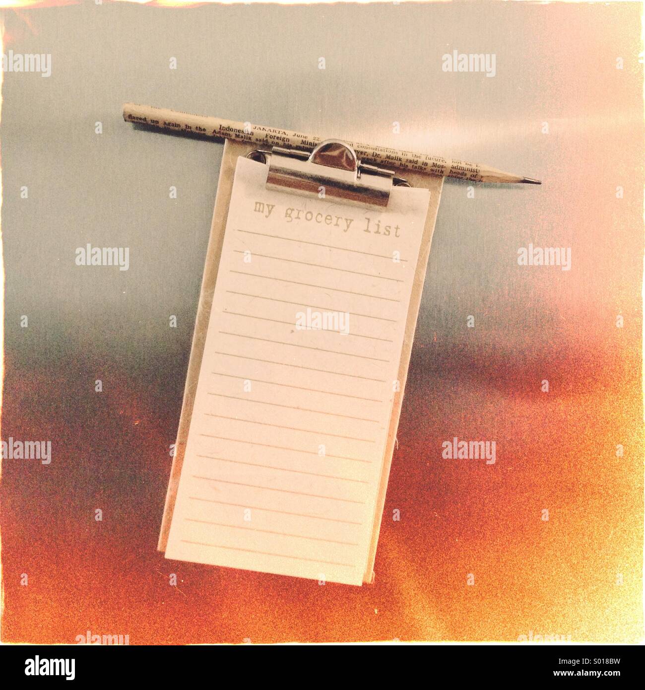 Grocery List On Wall Stock Photo Alamy