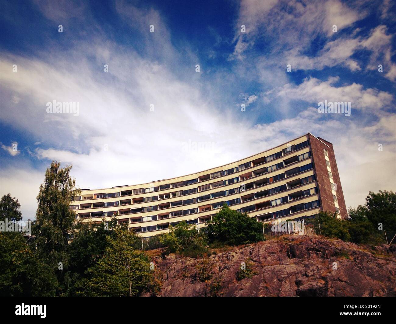 Swedish apartment block on Stockholm. - Smartphone Captured Stock Image