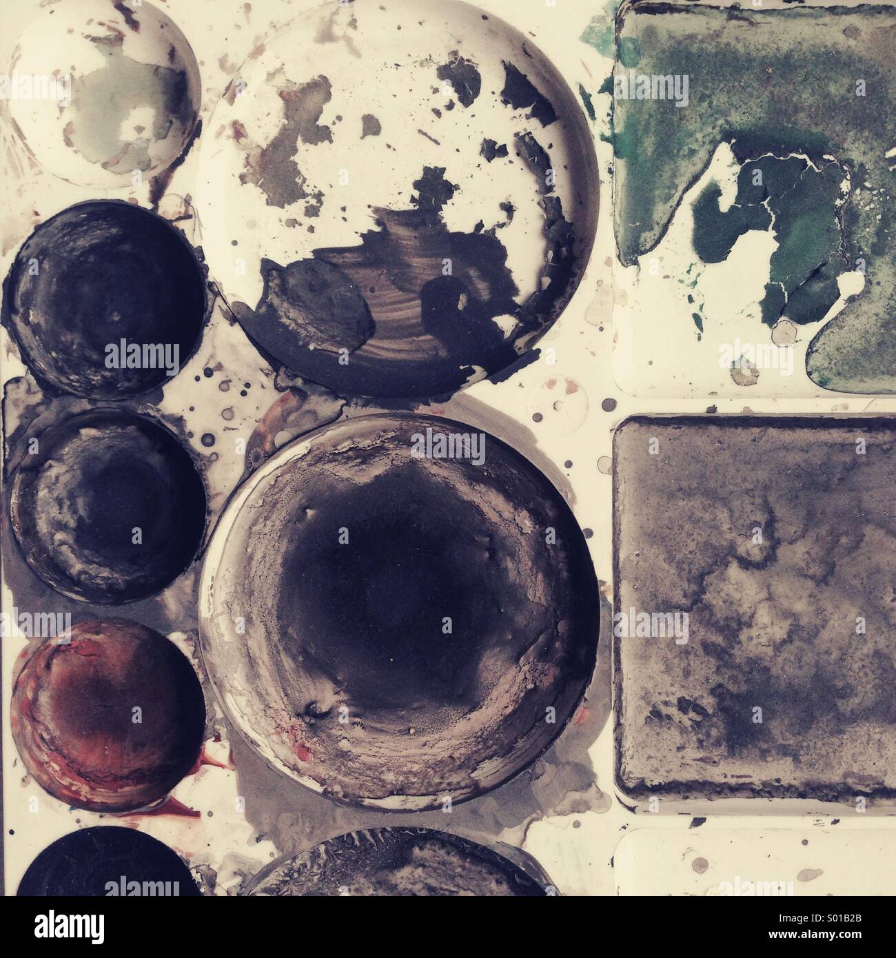 Artist's watercolor painting pallette - Smartphone Captured Stock Image