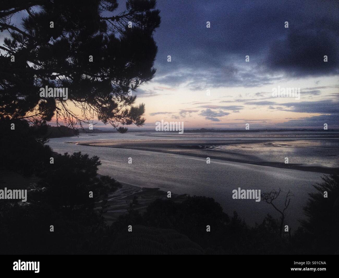 Dusk over Manukau harbour, New Zealand Stock Photo Alamy