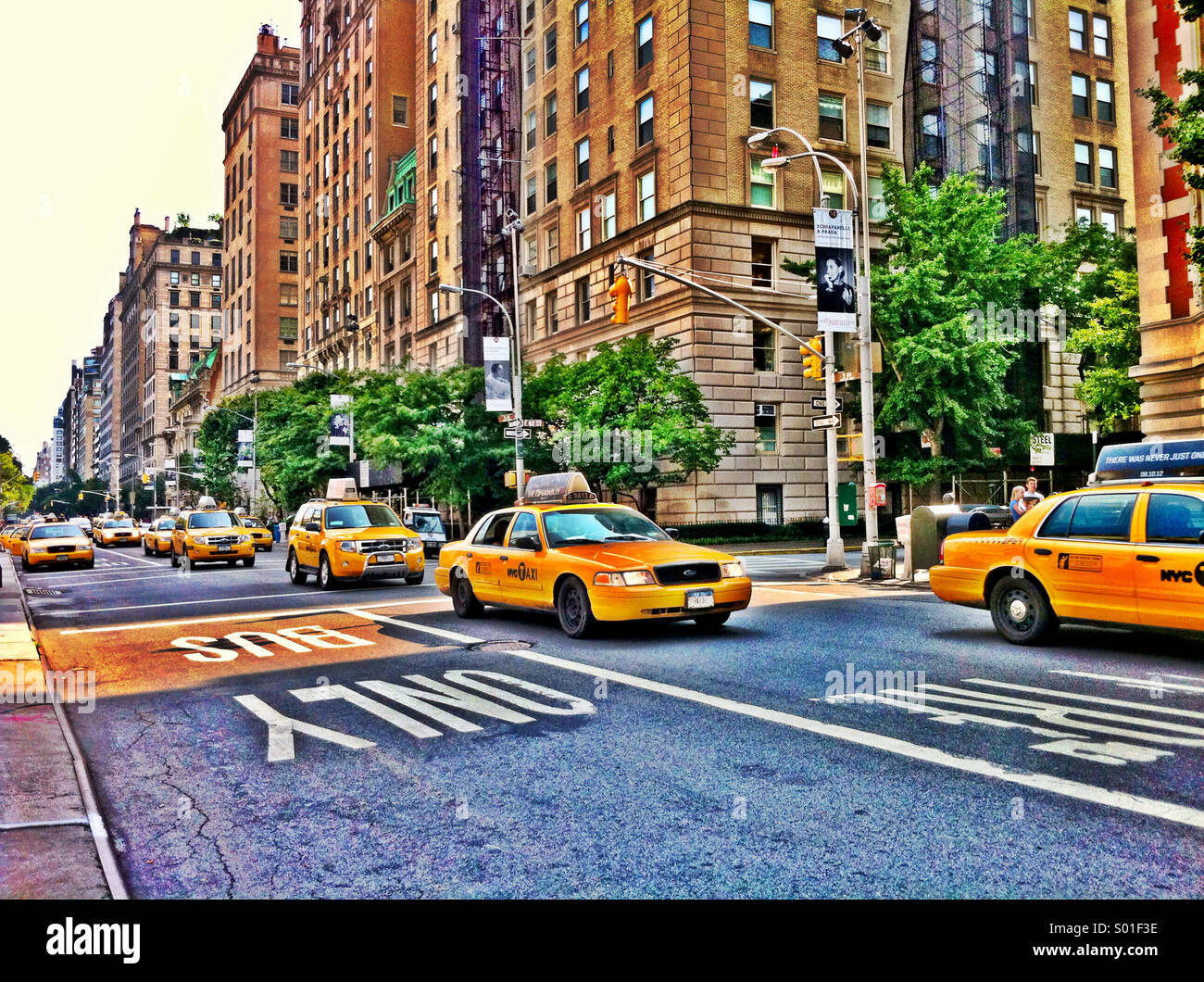 New York City taxis. - Smartphone Captured Stock Image