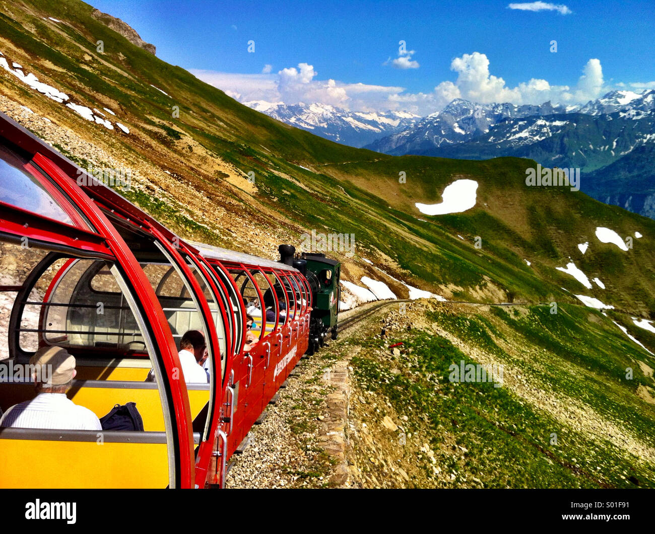 Steam train on the Brienzer Rothorn line, Switzerland - Smartphone Captured Stock Image