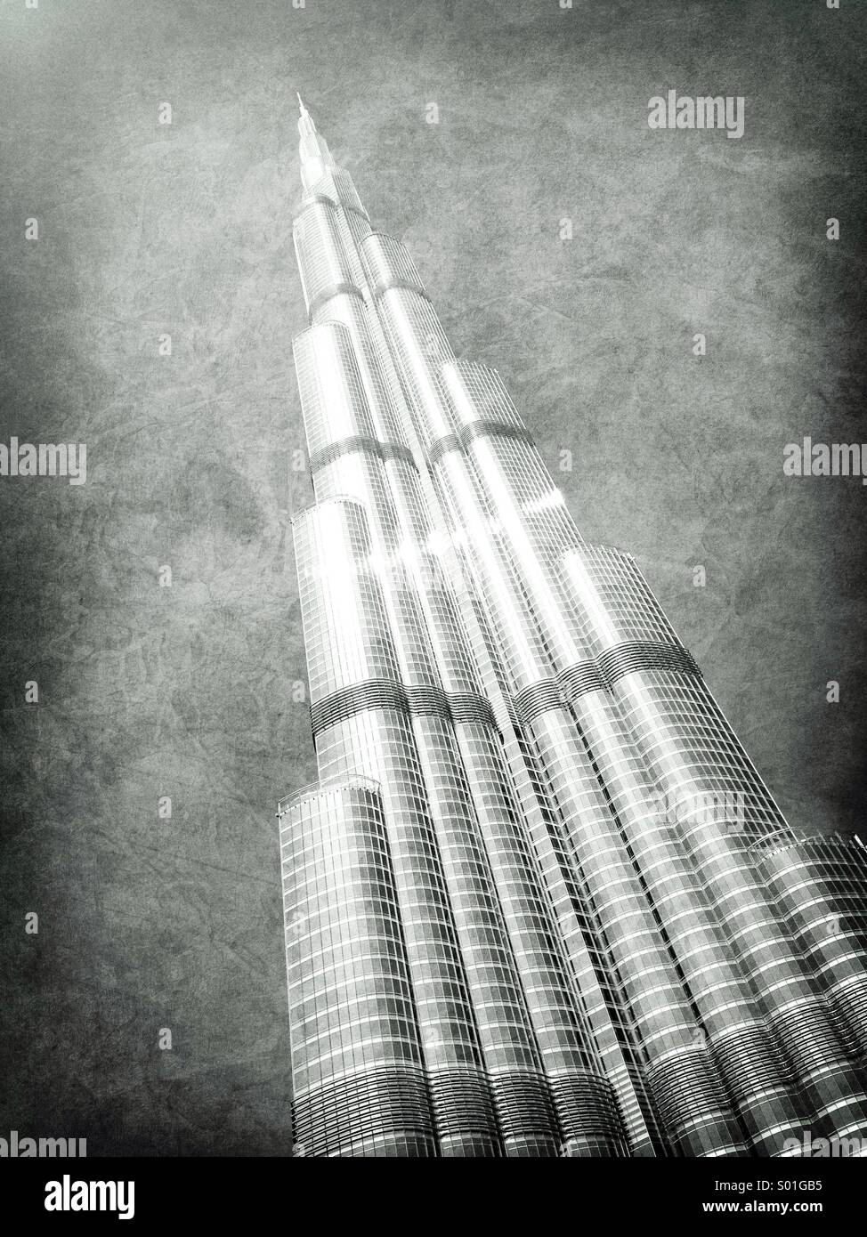 Burj Khalifa tower , world's tallest building, in Dubai United Arab Emirates - Smartphone Captured Stock Image