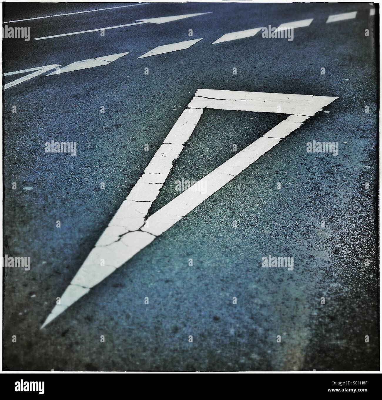 Give way road marking - Smartphone Captured Stock Image