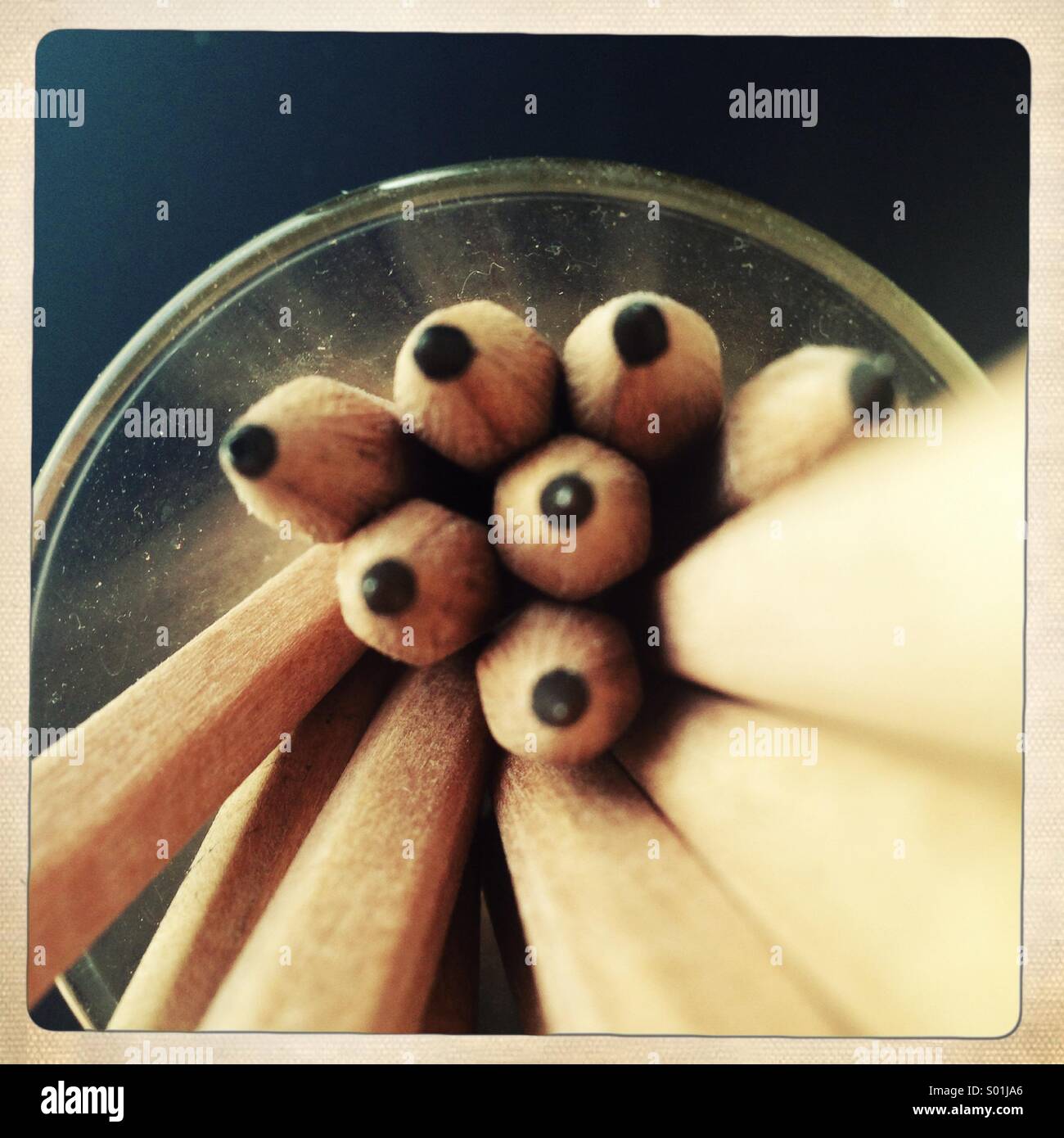 Pencils on glass Stock Photo Alamy