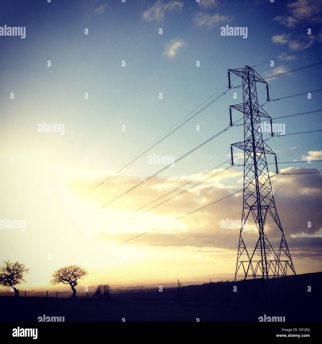 Pylon at sunset. - Smartphone Captured Stock Image