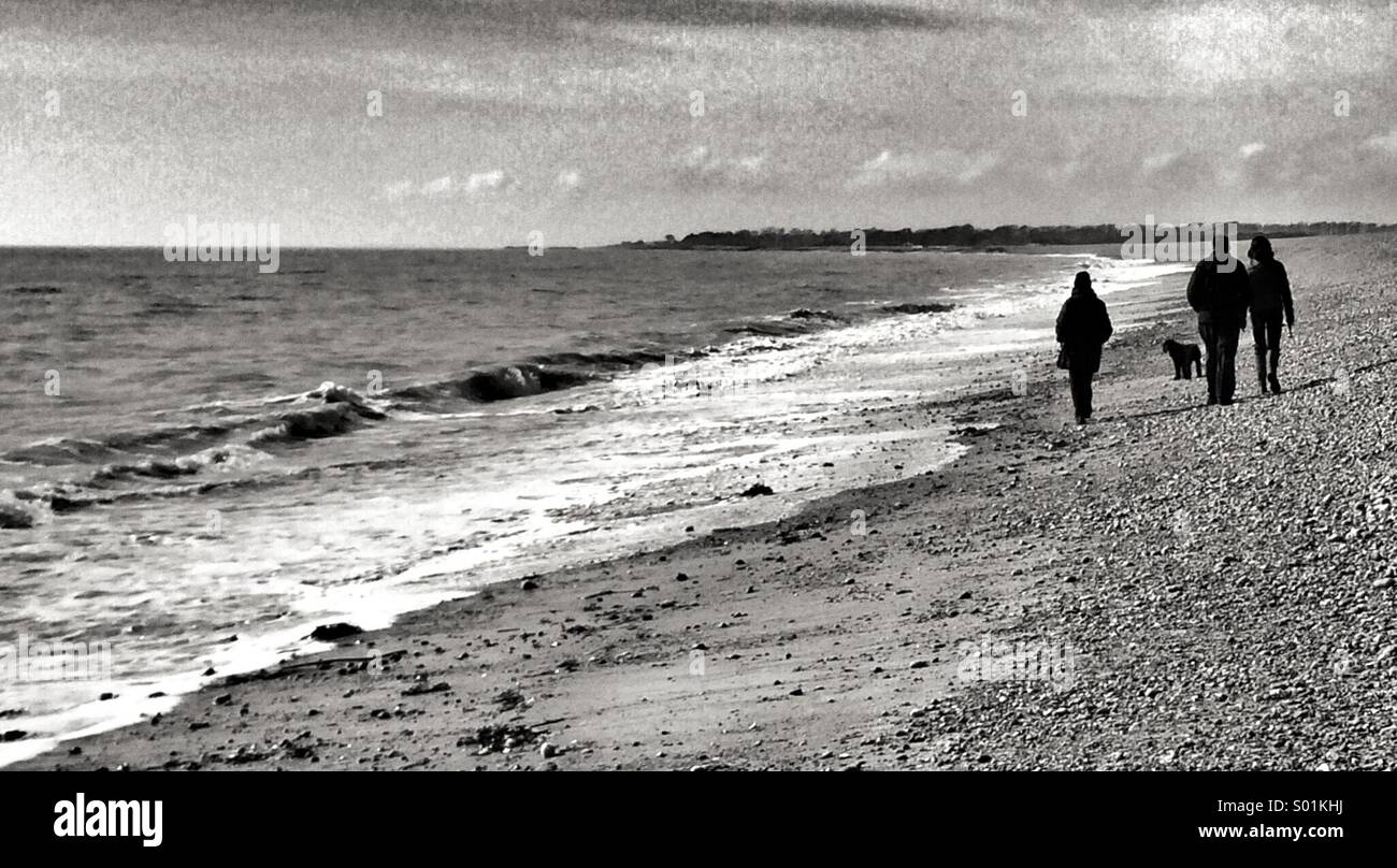 Stroll on the beach , Littlehampton, West Sussex - Smartphone Captured Stock Image