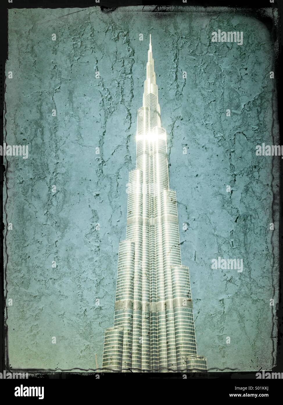 Burj Khalifa Tower in Dubai United Arab Emirates - Smartphone Captured Stock Image