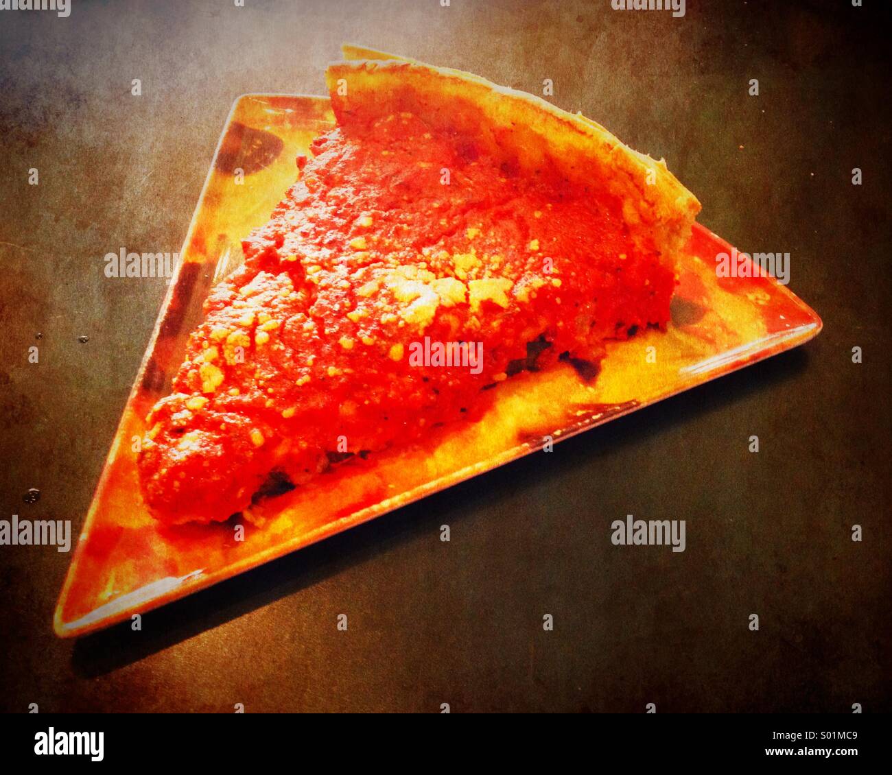 Slice of Chicago style deep dish pizza Stock Photo Alamy