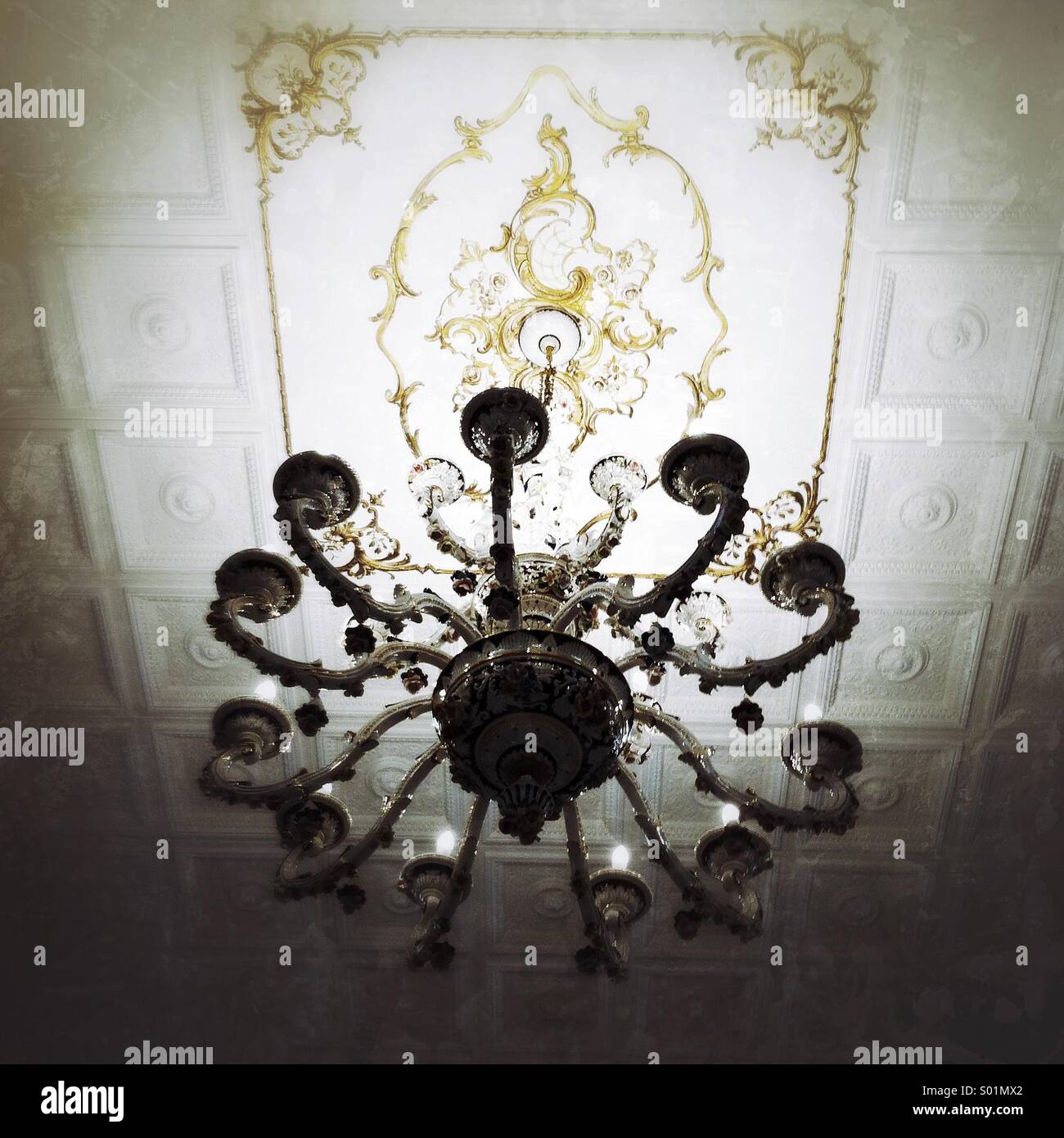 Vintage ceiling chandelier Stock Photo