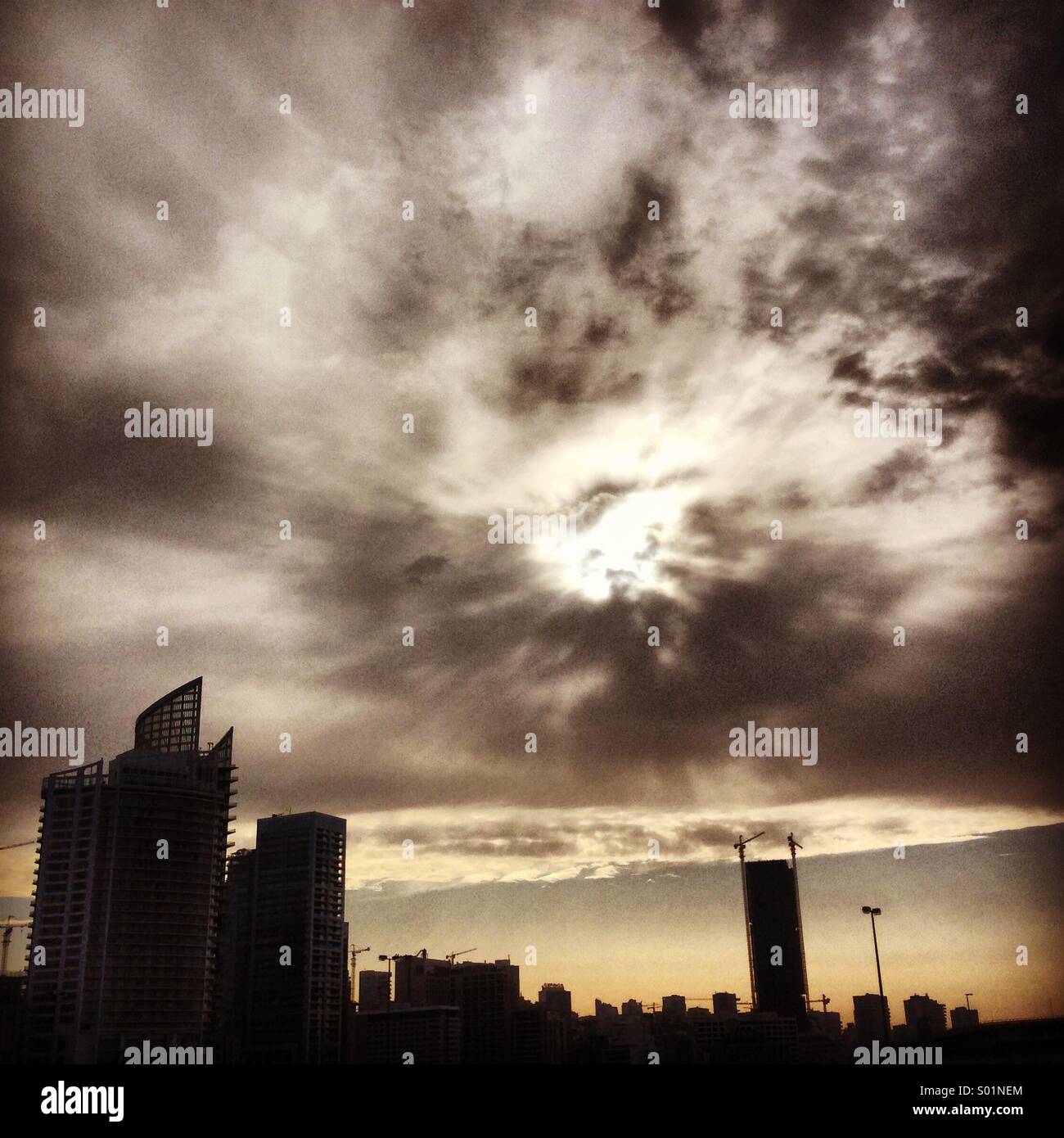 Cloudy sky over Beirut city - Lebanon Middle East - Smartphone Captured Stock Image