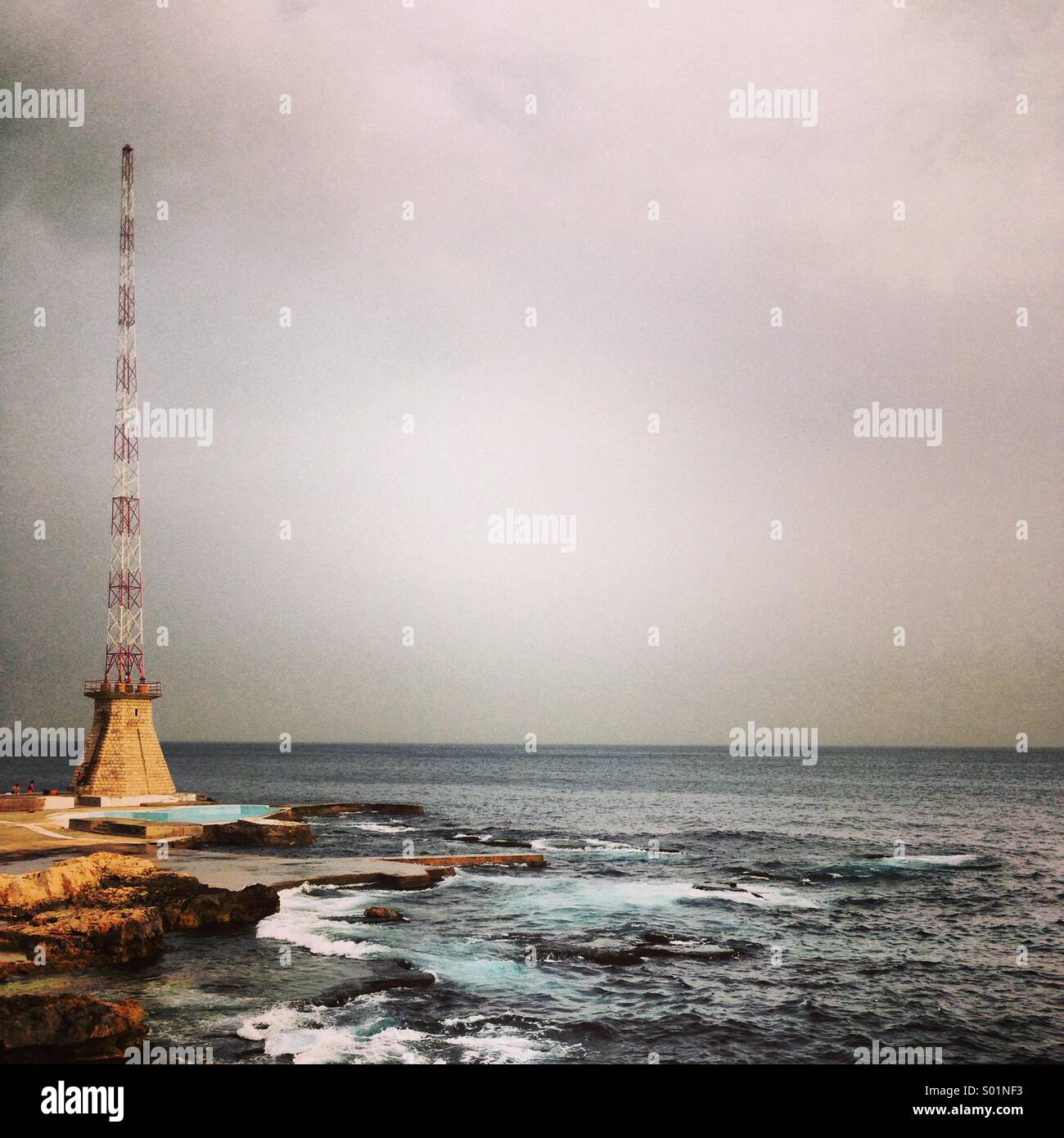 AUB antenna on Beirut costal seashore early morning - Lebanon Middle East - Smartphone Captured Stock Image