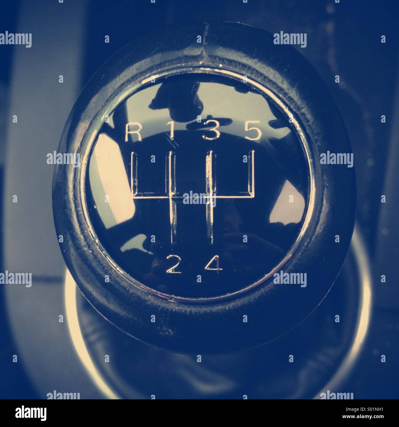 Car gear stick knob showing gears Stock Photo Alamy