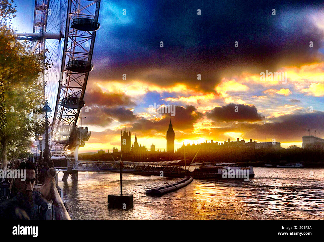 London Eye and Houses of Parliament - Smartphone Captured Stock Image