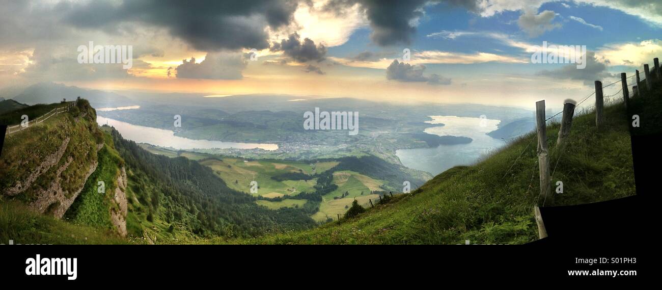 Panorama from summit of Mount Rigi - Smartphone Captured Stock Image