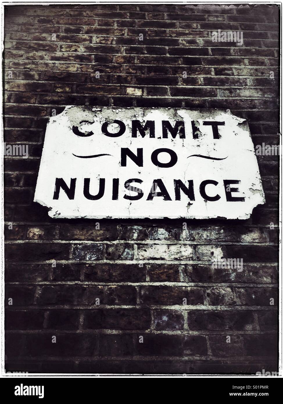 Commit no nuisance , sign, Southwark,South East London,England - Smartphone Captured Stock Image
