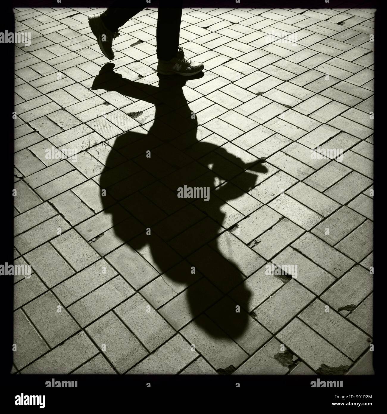 Human shadow on street - Smartphone Captured Stock Image