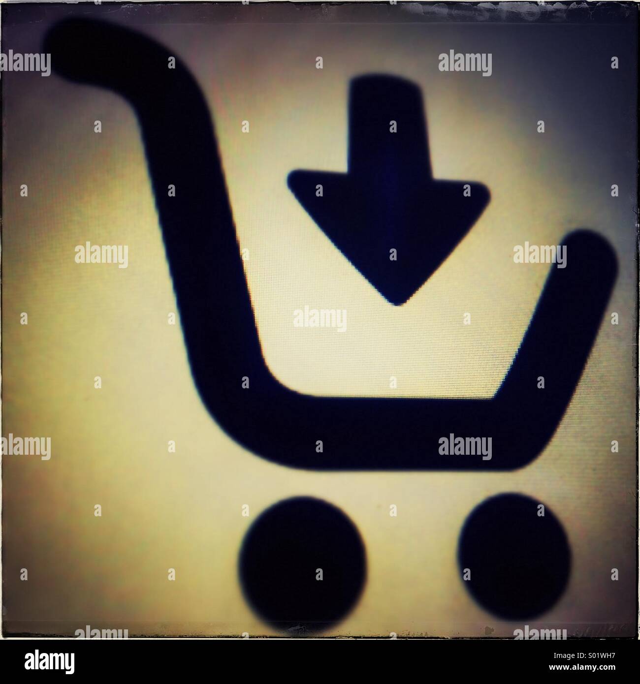 Shopping cart online checkout sign - Smartphone Captured Stock Image