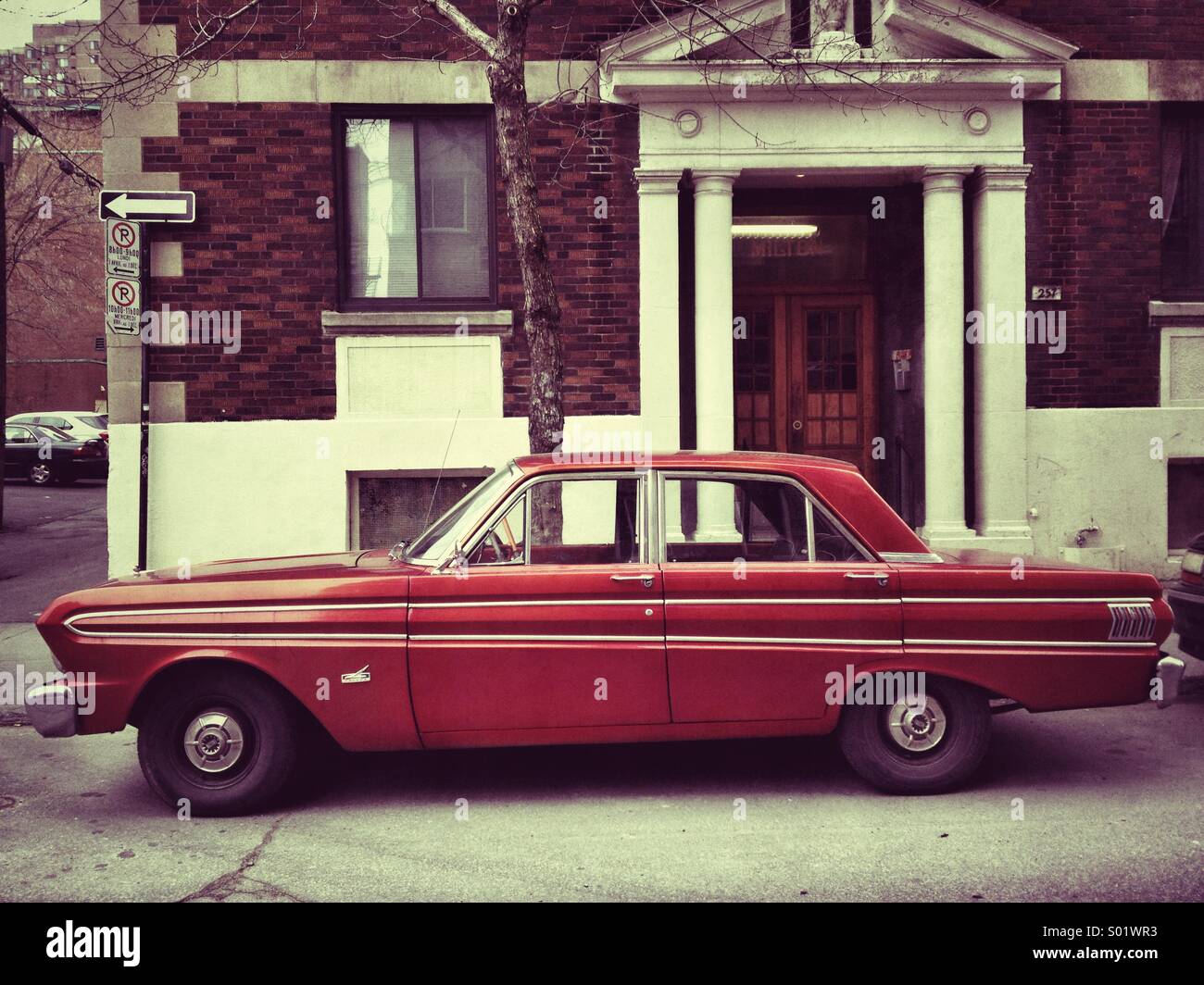 Retro car parked on street Stock Photo Alamy