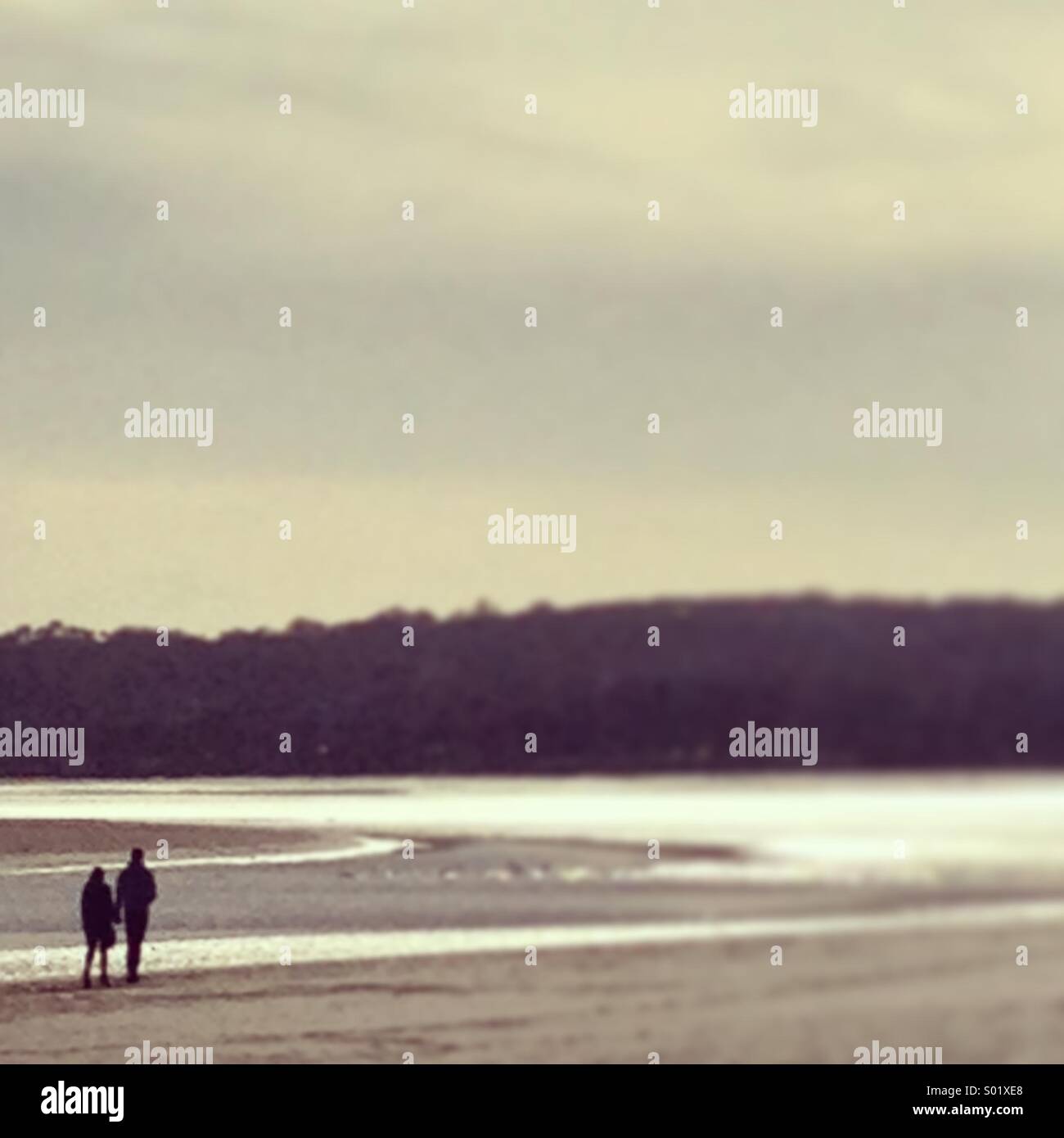Couple walking along the beach Stock Photo - Alamy