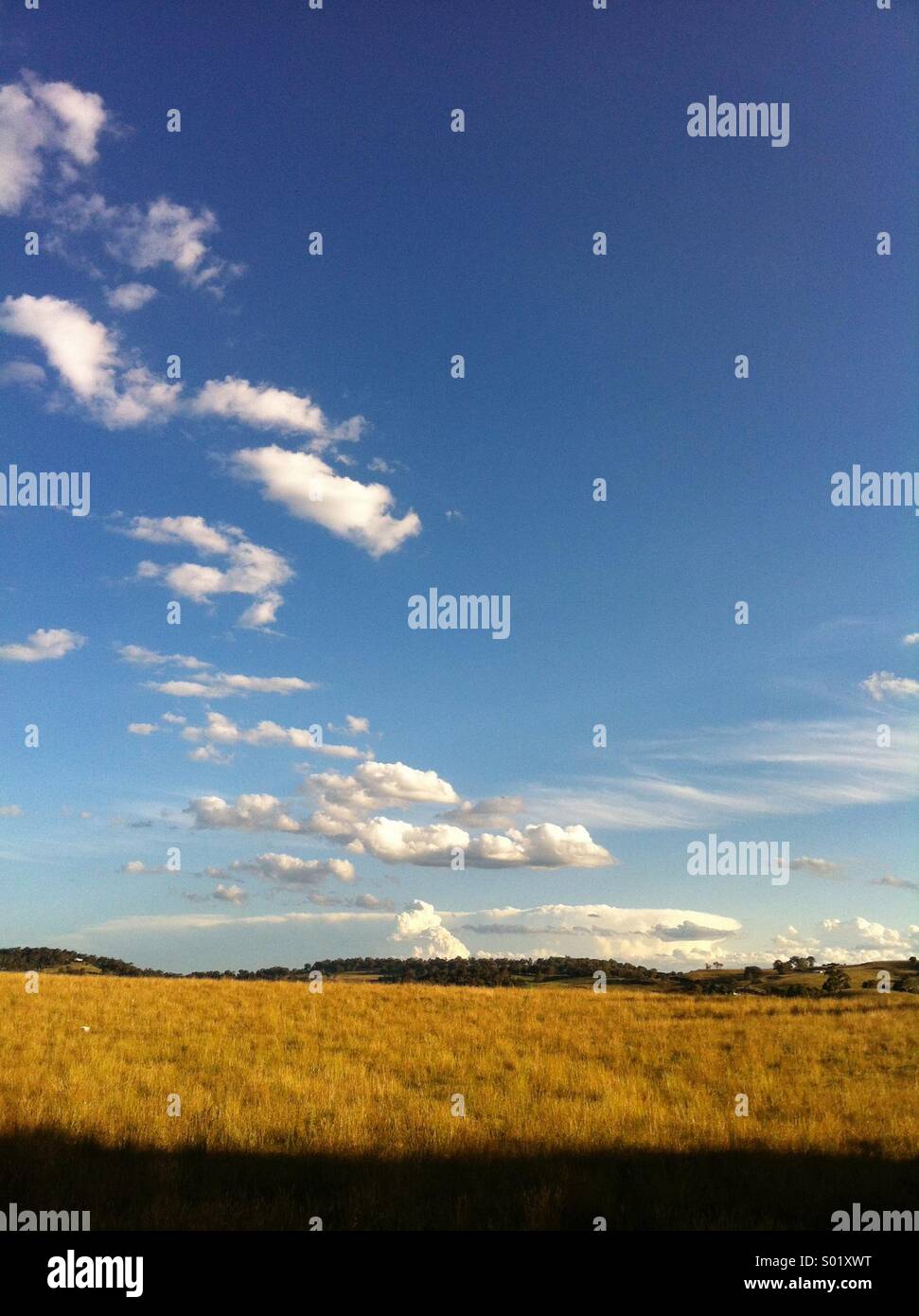 Rural landscape with clouds and blue sky - Smartphone Captured Stock Image