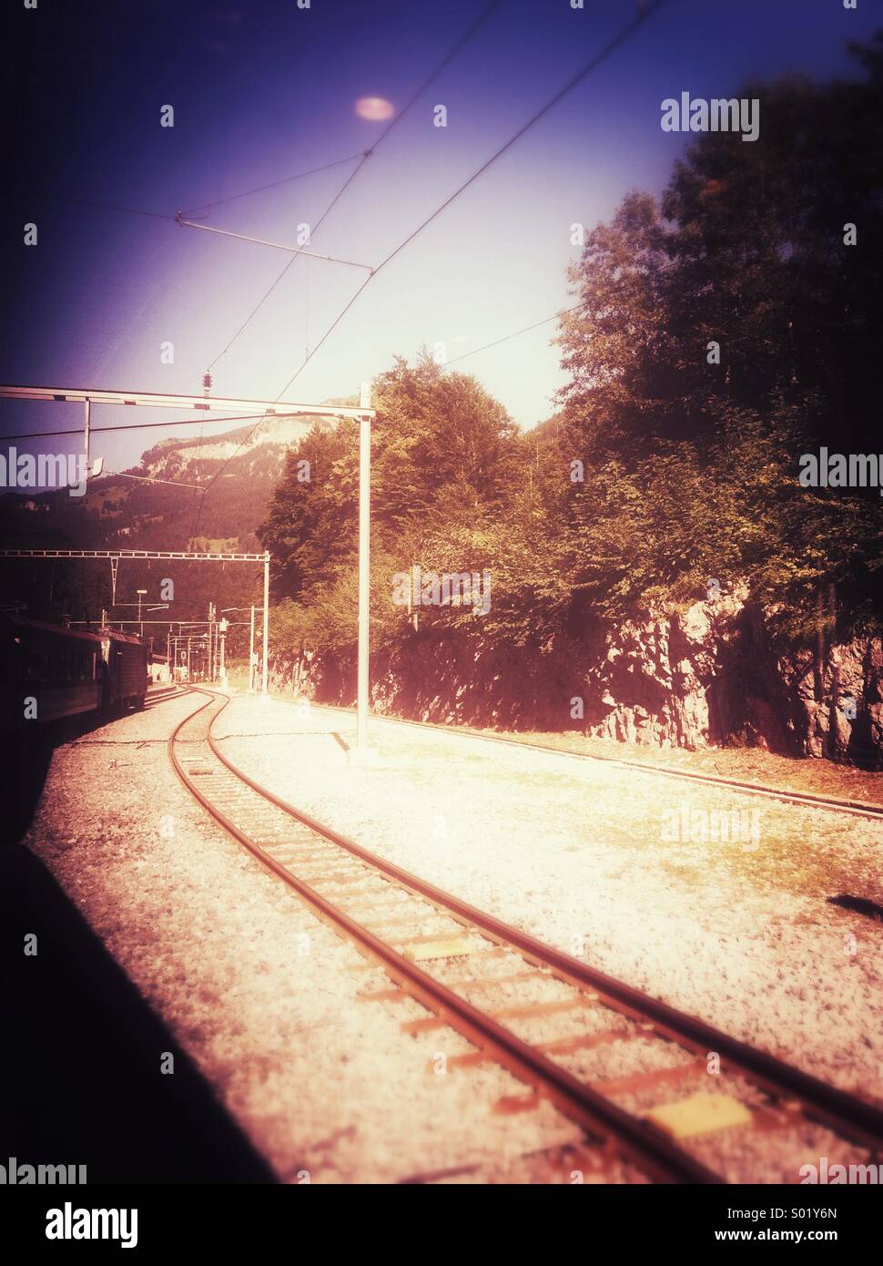 Train track railway journey Stock Photo