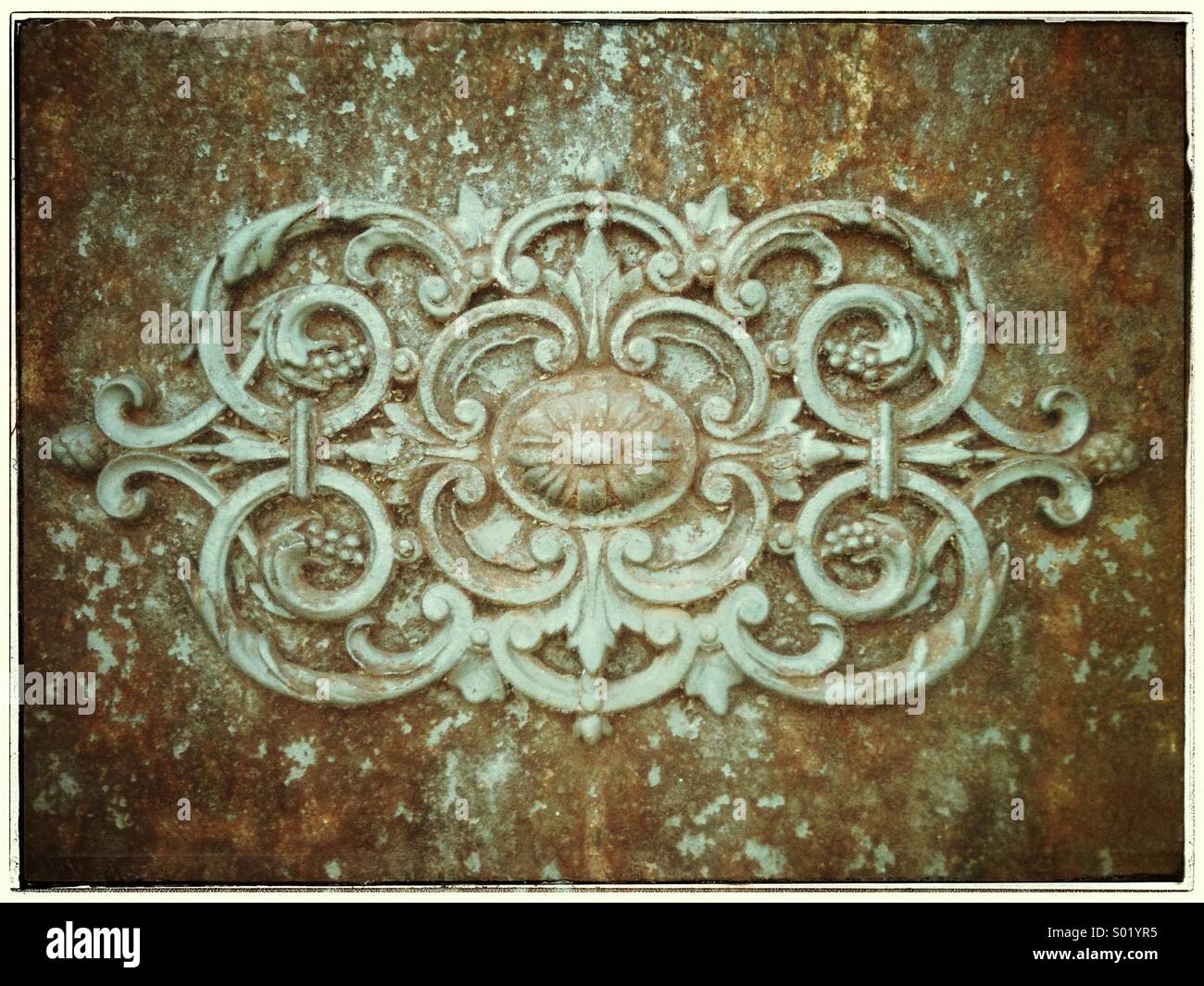 Rusty decorative cast iron patterns Stock Photo Alamy