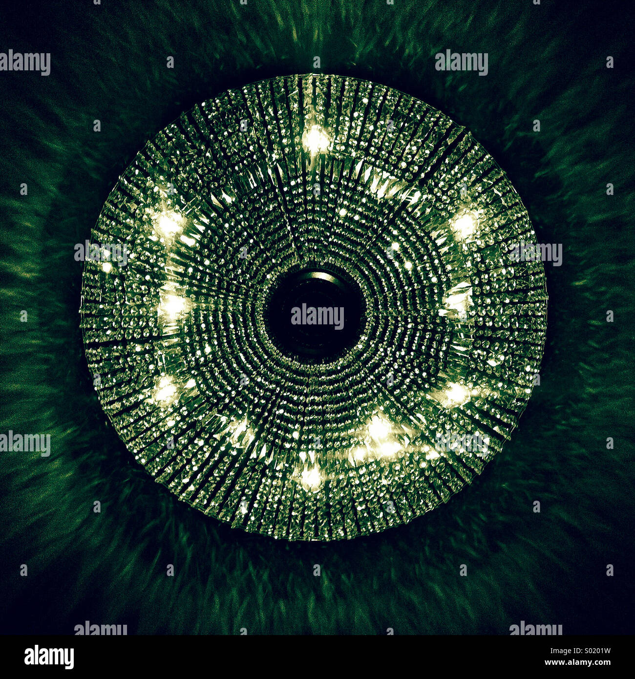 An abstract artistic view of a chandelier from below - Smartphone Captured Stock Image
