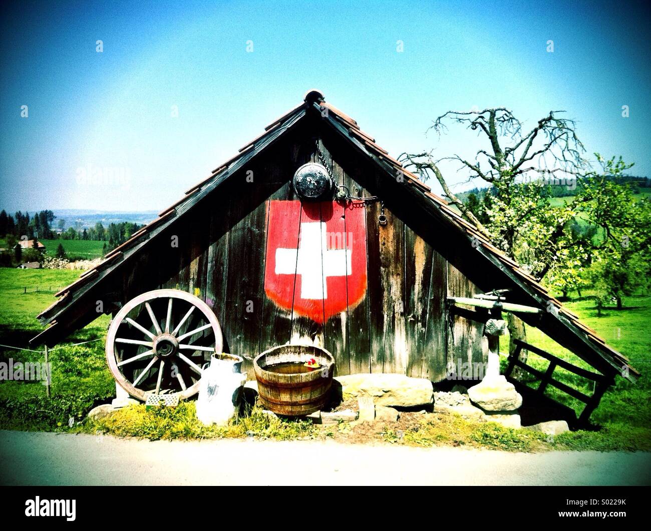 Hen house in the form of a little Swiss chalet - Smartphone Captured Stock Image