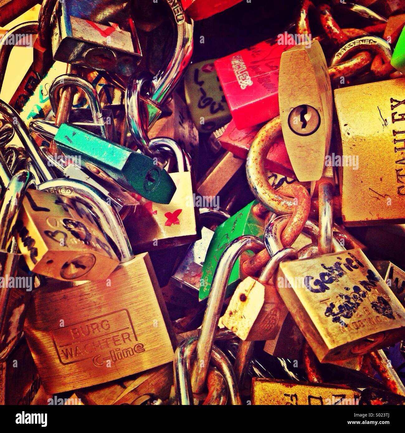Padlocks on a bridge in Amsterdam Stock Photo Alamy