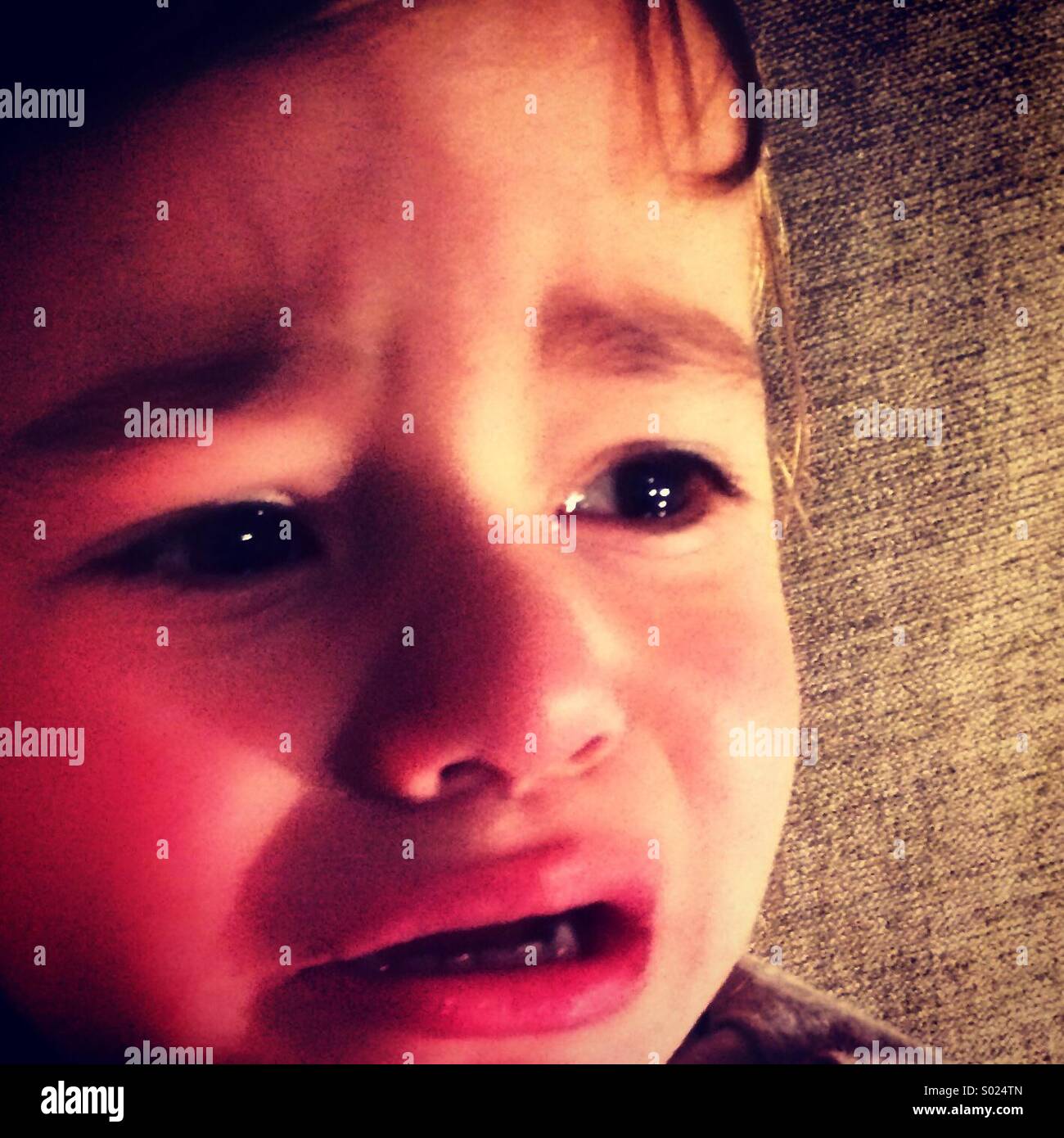 Two year old boy crying. Stock Photo