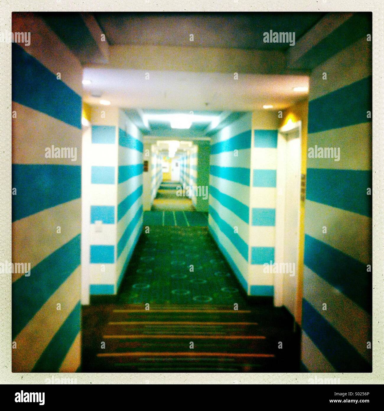 A hallway with stripes. - Smartphone Captured Stock Image