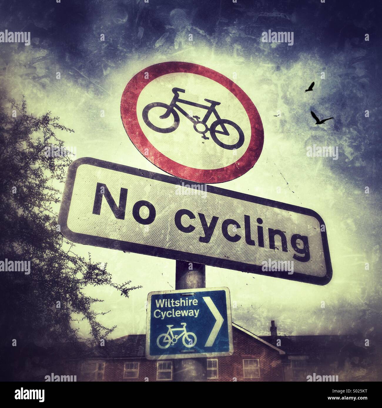 No cycling sign Stock Photo
