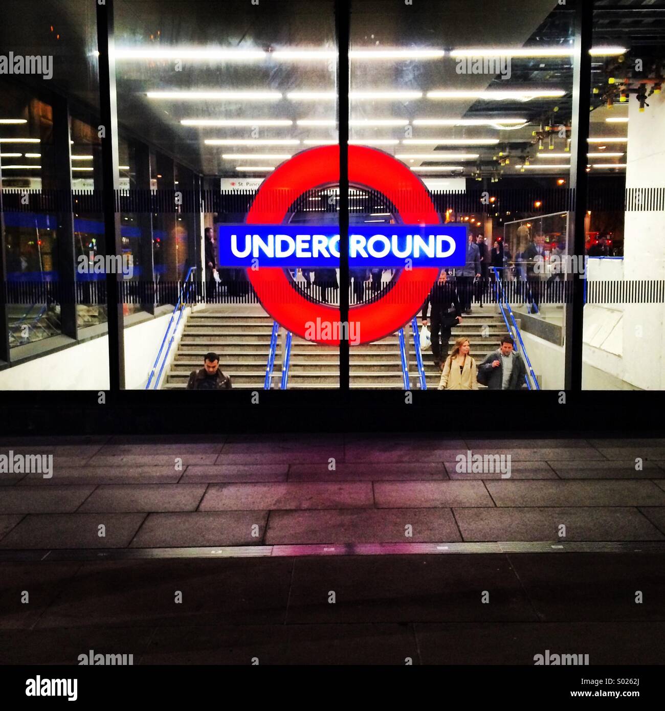 Kings Cross underground roundel sign at station entrance. - Smartphone Captured Stock Image
