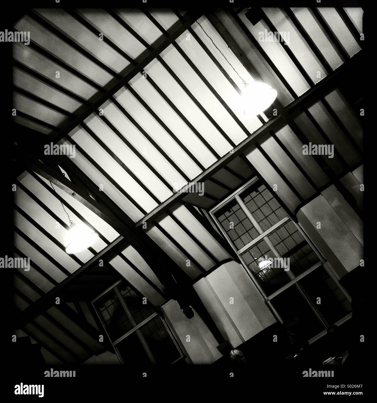 Black and white ceiling in old building Stock Photo